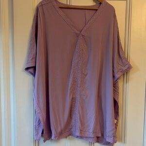 Lavender V-Neck Beach Coverup with Lace Detail